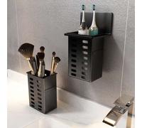 Shein 1/2 piezas Estante de almacenamiento de pared de plástico sin instalación requerida, Soporte para cepillo de dientes, Caja de almacenamiento de cosmét