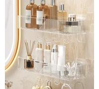 Shein 1/2 piezas Estante de ducha con ventosa montado en la pared, de gran capacidad, sin necesidad de perforación, adecuado para baño y cocina, estante flo