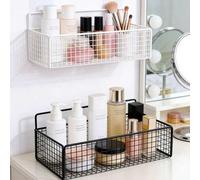 Shein 1/2 piezas Estantería de pared para baño montada, Estante de alambre de acero para almacenamiento en baño, cocina y dormitorio, Cesta de ducha de meta