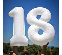 Shein 1/2 piezas Globos de aluminio de número grande de 40 pulgadas, globos de número blanco minimalista y versátil 0-9, adecuados para decoración de fiesta