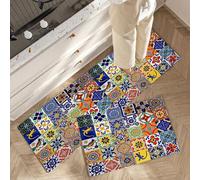 Shein 1/2 piezas Juego de alfombras de cocina estilo bohemio, alfombras y tapetes de cocina artísticos, antideslizantes y lavables, pasillo largo bohemio pa