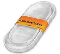 Shein 1/2 Piezas Juego de Bandejas de Silicona - Grandes de 30 cm y 25 cm con Patrón de Mármol Blanco Resistente a Golpes y al Calor, Adecuadas para Encimer