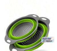 Shein 1/2 piezas Juego de coladores plegables de silicona, colador con mango ahorra espacio, cesta de drenaje plegable para frutas, verduras, pasta - Herram