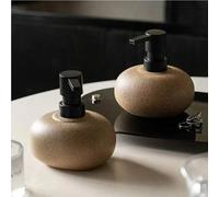 Shein 1/2 piezas Juego de dispensador de jabón de cerámica beige de lujo - Botellas elegantes recargables de desinfectante de manos y loción, suave para la