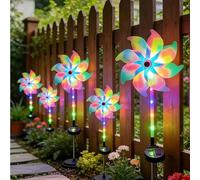 Shein 1/2 piezas Luces de estaca de jardín con molinillo de viento LED que cambia de color y gira con energía solar, luces decorativas impermeables para ext