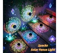 Shein 1/2 PIEZAS Luces Proyector Solar Mandala, Lámparas de Pared con Patrón de Flores, Luces LED Solares Impermeables IP65 para Decoración de Jardín Exteri