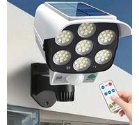 Shein 1/2 piezas Luz de pared solar para exteriores, luz sensor de vigilancia falsa con sensor de movimiento/control remoto/regulable, 77 LED reflector | La