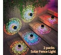 Shein 1/2 piezas Luz de proyección solar de mandala, lámpara de pared floral, IP65, adecuada para exposiciones de arte, decoración de espacios, lámpara de m