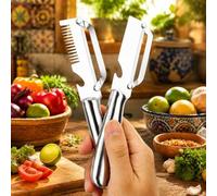 Shein 1/2 piezas Pelador de verduras multifuncional, mango de acero inoxidable, pelador de acero inoxidable sin olor, herramienta de cocina 2 en 1 y 3 en 1