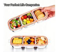 Shein 1-2 piezas/Set Recipiente de almacenamiento de alimentos con compartimentos de acero inoxidable 304 con tapa sellada, caja de almuerzo hermética a pru