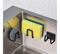 Shein 1/2 piezas Soporte de esponja de acero inoxidable sin taladro - Estante de drenaje de cocina autoadhesivo con rejilla de drenaje, cepillo de esponja y