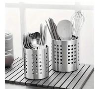 Shein 1/2 Piezas Soporte de Utensilios de Acero Inoxidable con Agujeros de Drenaje - Organizador Cilíndrico de Cubiertos para Palillos, Tenedores & Cucharas
