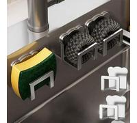 Shein 1/2 piezas Soporte para esponja de fregadero de acero inoxidable sin taladro - Estante de drenaje de cocina autoadhesivo con rejilla de drenaje, sopor