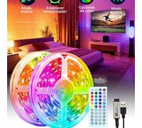 Shein 1-20M Luces de tira LED inteligentes con control remoto inalámbrico de infrarrojos, cambio de color y sincronización de música a través de la aplicaci