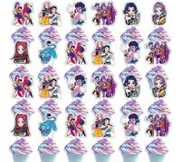 Shein 1/24/25 piezas Nuevas tarjetas decorativas del grupo femenino K-POP D Emon Hunter 2026, adecuadas para decoración de fiesta de cumpleaños, decoración