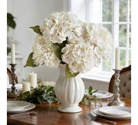 Shein 1/3/5/6 piezas Ramo artificial de hortensias blancas de 19 cm de altura, flores artificiales de alta calidad, adecuadas para cestas de boda DIY, ramos