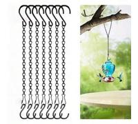 Shein 1/3/5/7 Piezas Cadenas Colgantes Negras de 11.4 Pulgadas con Ganchos en Forma de S, Colgadores de Plantas de Hierro Ajustables para Cestas de Flores,