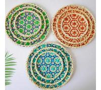 Shein 1/3/5 piezas Bandejas retro de ratán tejido a mano de colores, juego de platos de frutas bohemios, cuencos decorativos para almacenar aperitivos para