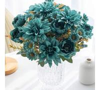 Shein 1/3/5 piezas de flores artificiales, ramo de 6 cabezas de hortensias, rosas de hibisco, decoración para el hogar, dormitorio, jarrón, comedor y sala d