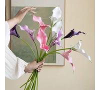 Shein 1/3/6 piezas Flores artificiales de Cala Lily, tallo largo de material PU, adecuado para ramos de boda, decoración del hogar, habitación, relleno de j