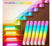 Shein 1/3/6 piezas Luces ambientales RGB para gabinete, luces LED inalámbricas con sensor de movimiento recargables por succión electromagnética, multicolor