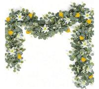 Shein 1/3 piezas Guirnalda artificial de flores de limón, hojas de eucalipto, vid de frutas de limón falsas, con flores de limón blancas, adecuado para deco