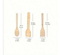 Shein 1/3 piezas Juego de utensilios de cocina de bambú, incluye espátula antiadherente, cuchara sólida y herramientas de cocina de mango largo de madera, u