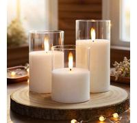 Shein 1/3 piezas Juego de velas electrónicas LED con control remoto y temporizador, velas de pilar eléctricas para exteriores, velas de luz a pilas, velas d