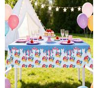 Shein 1/3 piezas Mantel con estampado de helado y número 67, decoraciones de fiesta de cumpleaños de dibujos animados. Adecuado para bodas, cumpleaños, picn