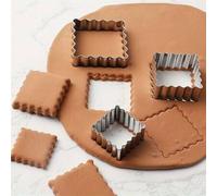 Shein 1/3 piezas Molde cuadrado de acero inoxidable para galletas, cortador de galletas con patrón de ola, utensilio de cocina para hornear, molde para gall