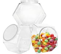Shein 1/3 Piezas Tarro de Dulces de Plástico, Tarro de Galletas Transparente, 71 Oz, Adecuado para Encimera de Cocina, Tarro de Galletas con Tapa Hexagonal,