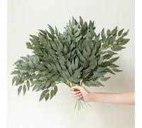 Shein 1/32 piezas Tallos de vegetación artificial estilo italiano, guirnaldas de hojas verdes, ramitas colgantes, relleno de ramo para arco de boda, decorac