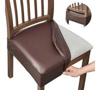 Shein 1/4/6 piezas Funda de cojín de asiento cuadrada de PU impermeable para comedor, cocina, sofá. Extraíble y lavable