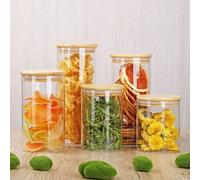 Shein 1/4/6 piezas Set - Recipientes de almacenamiento herméticos redondos con tapas - Hechos de vidrio borosilicato, ideales para almacenar galletas, pasta