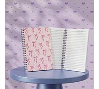 Shein 1/4 A5 Cuaderno Espiral con Lazo Rosa, 6 piezas Mini Cuadernos de Bolsillo, Tapa Blanda - Diario con Símbolos de Días de la Semana y Clima, Regalo de