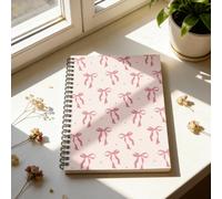 Shein 1/4 A5 Cuaderno Espiral con Lazo Rosa, 6 piezas Mini Cuadernos de Bolsillo, Tapa Blanda - Diario con Símbolos de Días de la Semana y Clima, Regalo de