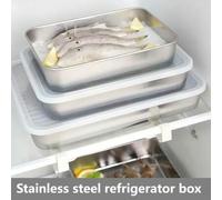 Shein 1/4 - Pieza Contenedores de Almacenamiento de Alimentos de Acero Inoxidable con Tapas. Cajas Organizadoras de Refrigerador Apilables, Bento de Cocina