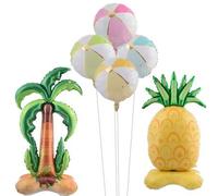 Shein 1/4 piezas Árbol de coco grande de 150 cm, globos de piña de 18 pulgadas, globo de voleibol de playa para fiestas de verano y decoraciones de fiestas