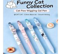 Shein 1/4 piezas Bolígrafos de gel con clic en forma de pata de gato 3D, bolígrafos de bola de gato de dibujos animados, agarre de silicona antideslizante,