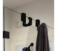 Shein 1/4 piezas Ganchos de baño de alta resistencia, adecuados para puertas de vidrio de 8mm, sin necesidad de perforación, material de plástico duradero,