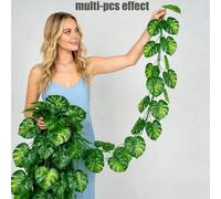Shein 1/4 piezas Hojas artificiales de Monstera, Plantas colgantes falsas de 5,6 pies de largo, hojas de palma tropicales, hiedra, guirnalda de Monstera par