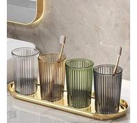 Shein 1/4 piezas Soporte para cepillo de dientes, vaso de enjuague, vaso de gárgaras, set de viaje de vaso de gárgaras para pareja, vaso de lavado, diseño j