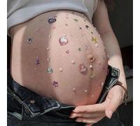 Shein 1/5 Set de pegatinas para barriga de embarazada, pegatinas de cristal, foto de fiesta de diamantes, foto de maternidad, patrones decorativos 3D de cor