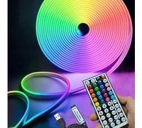 Shein 1-5m Tira de luz de neón LED, cinta LED flexible, control remoto, múltiples modos, luces de neón RGB impermeables para exteriores, barra de luz de neó