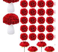 Shein 1/6/12/24/36 piezas Flores artificiales de peonía con tallos, cabezas de flores de peonía falsas para decoración de boda, fiesta, decoración de pastel