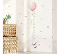 Shein 1/6 Hojas Adorable Conejo y Globo Medidor de Altura Adhesivo de Pared, Pegatina Gráfico de Crecimiento con Forma de Corazón Rosa para Decoración de Ha
