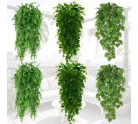 Shein 1/6 piezas de plantas colgantes artificiales de colores mixtos, adecuadas para interiores/exteriores, resistentes al sol, resistentes a la lluvia, sin
