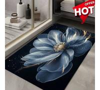 Shein 1 Alfombra de baño de lujo con diseño floral azul de diatomita - Súper absorbente, antideslizante y de secado rápido. Adecuada para baños, cocinas, sa