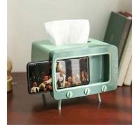 Shein 1 Caja de almacenamiento de pañuelos con temática de TV, caja de pañuelos 3D multifuncional con soporte para teléfono, adecuada para almacenamiento di