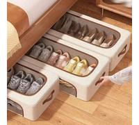 Shein 1 Caja plegable para almacenamiento de zapatos, contenedor de almacenamiento de gran capacidad debajo de la cama, organizador multiusos tipo cajón par
